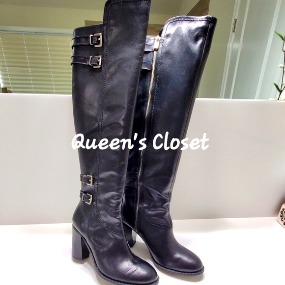 Adrienne Vittadini | Soft Calf Women's OTK Leather Boots - Picture 2 of 7